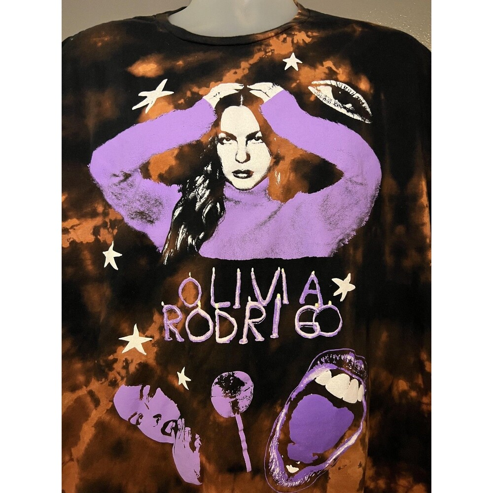 Olivia Rodrigo Shirt Mens 2XL Multicolor Bleach Tie Dye Pop Music Graphic Tee